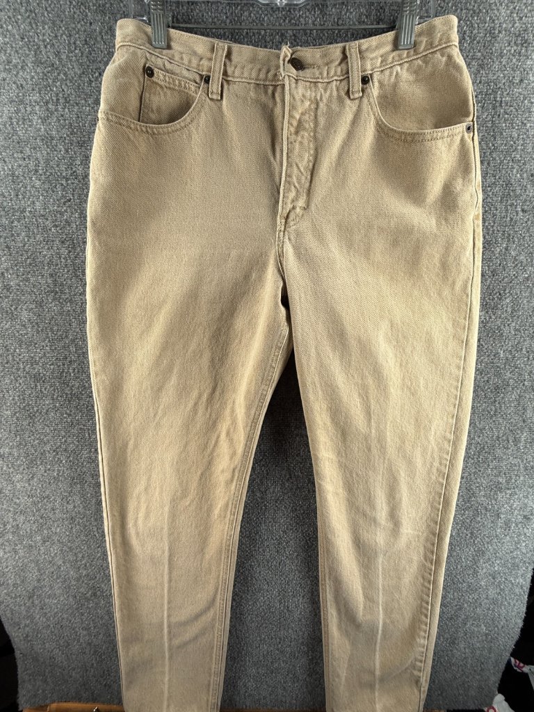 Vtg Calvin Klein Beige Jeans Usa Women 14 Cotton Pockets Bdda111 Actl 30x32